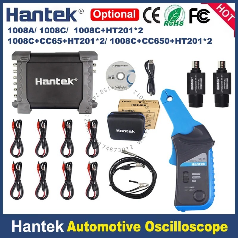Automotive Diagnostic Oscilloscope 8 Channel - Hantek 1008c Auto-Diagnosegerät +HT201 HT25 CC-65